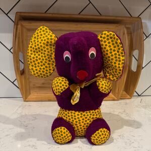 Vintage 60s carnival plush purple gold polka dots saw dust filled decor quirky